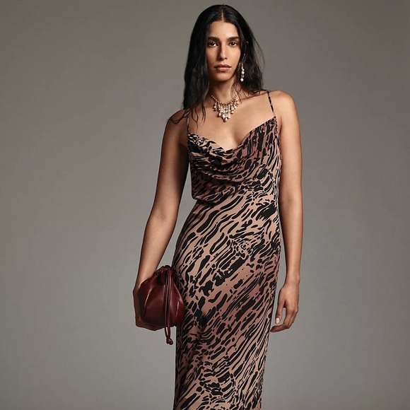 Good American Chiffon Bias Cowl-Neck Maxi Dress NWOT